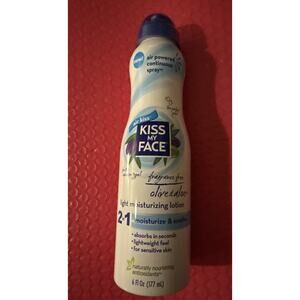 Kiss My Face Light Moisturizing Lotion Spray Fragrance Free Olive Oil & Aloe 6oz